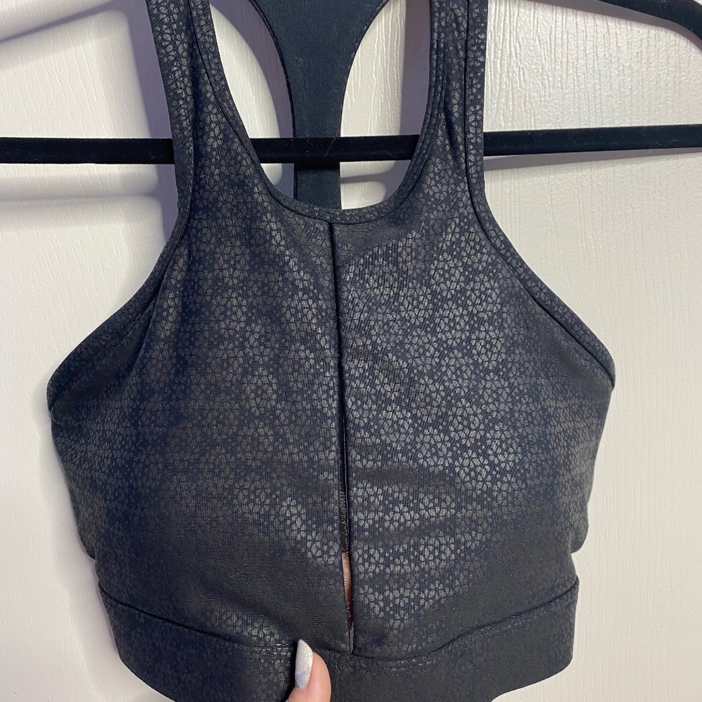 Black floral sports bra